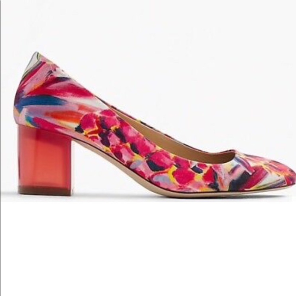 J.CREW LUCITE HEEL IN RATTI PAINTED PUMP